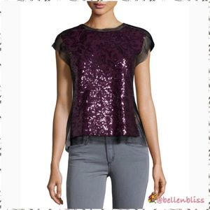 Sequined Front Blouse Obree by BCBGMaxAzria, Sz L